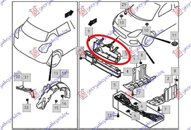 ABSORBER PREDNJEG BRANIKA  GORNJI LEVI
