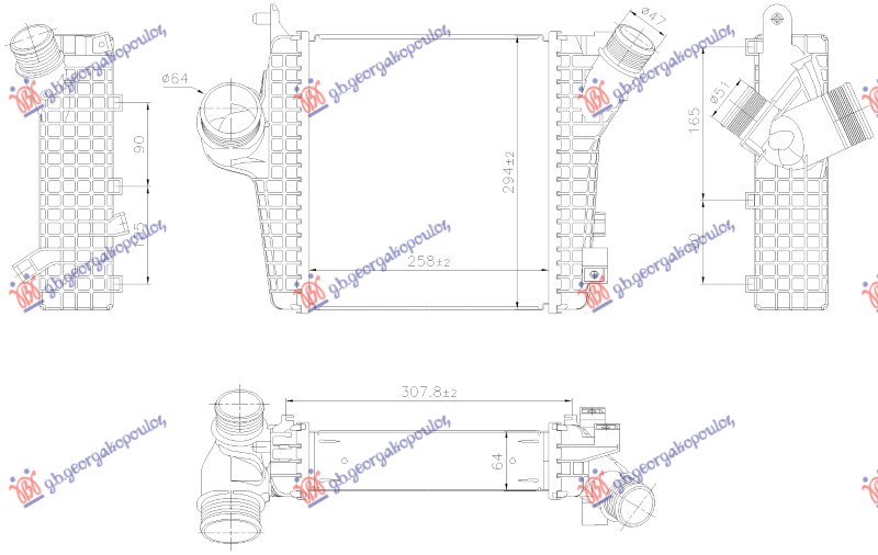 HLADNJAK INTERLULERA (2.0-3.0 BENZIN - 3.0 DIZEL) (DESNO) (258x294x64) (NISSENS)