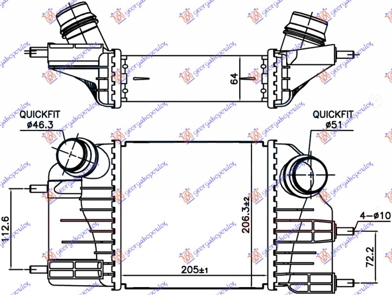 HLAD. INTERC. 1.5 dCi DIZ (205x205x64)