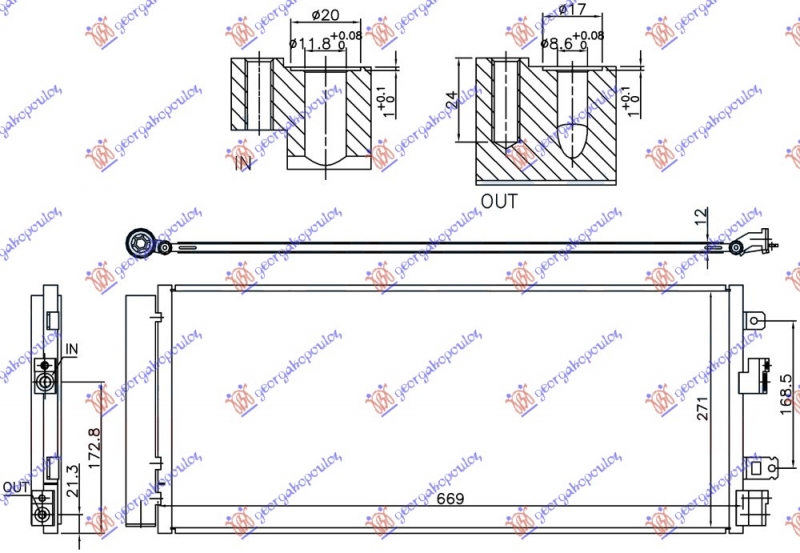 HLAD KLIME BENZ/DIZ (637x280x12)2 NOSACA