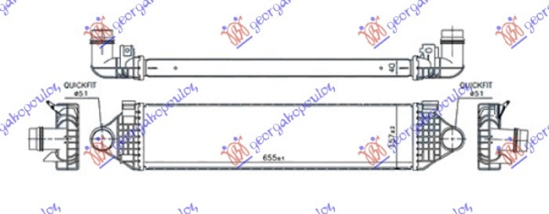 HLADNJAK INTERKULERA 1.5-2.0 (T2-T3-T4) BENZIN - 2.0 (D2-D3) DIZEL (655x150x40)