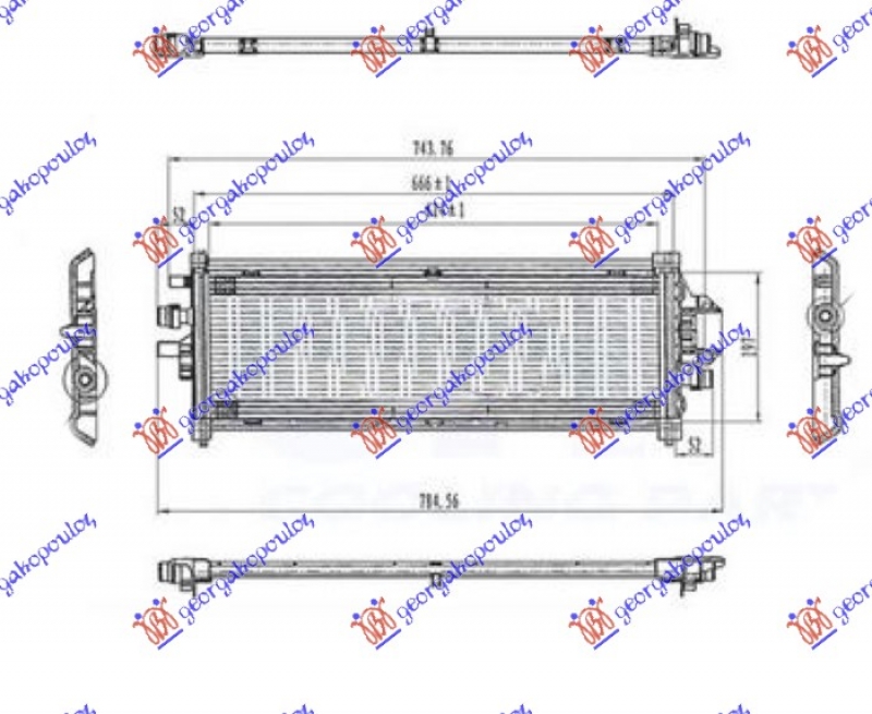 HLADNJAK MOTORA DODATNI (624x185x16)