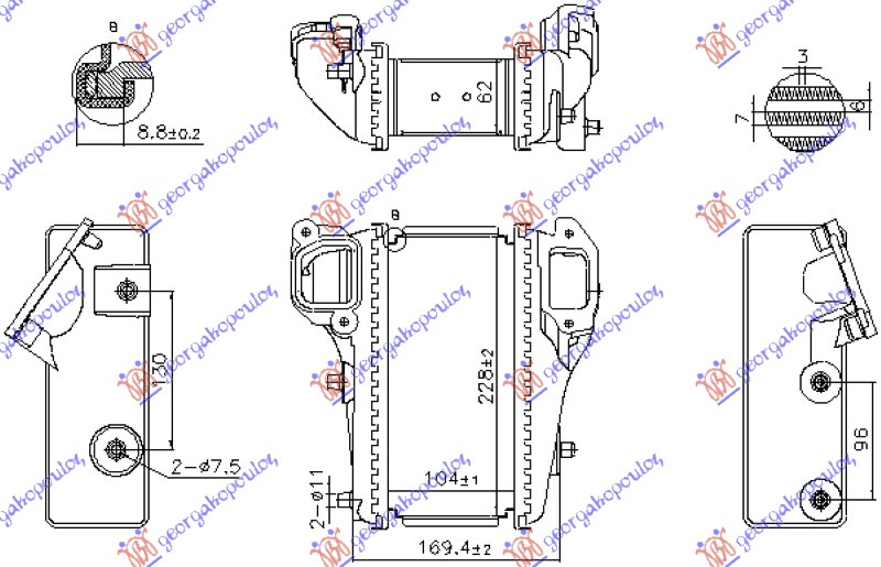 HLADNJAK INTERKULERA 1.6/2.2 i-DTEC (104x231x64) (NRF)