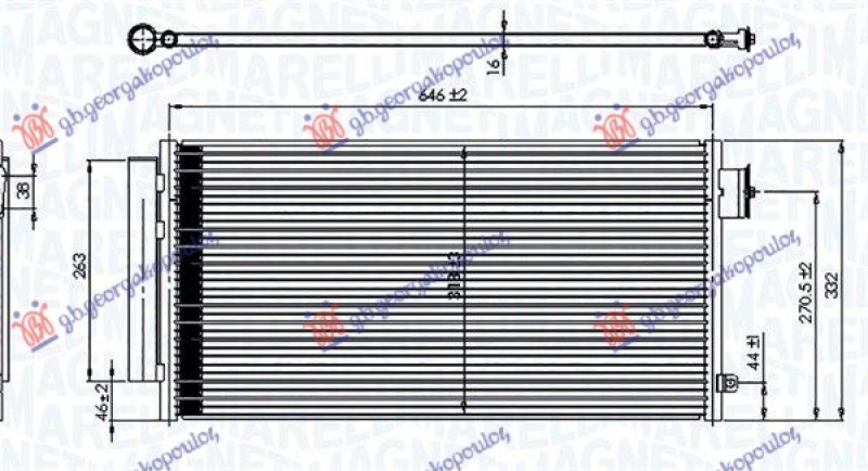 HLADNJAK KLIME 0.9 TURBO BENZIN - 1.3/1.6 MJTD DIZEL (625x315x16) (MARELLI)