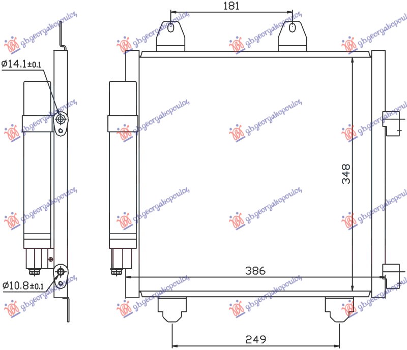 HLADNJAK KLIME 1.0 BENZIN - 1.4 HDi DIZEL (350x330x16) (KOYO)