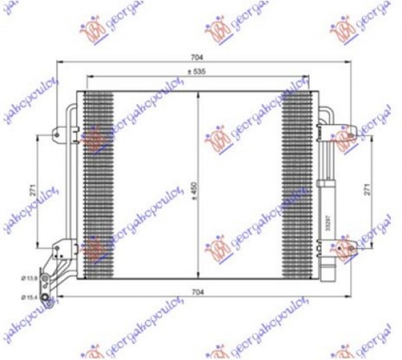 HLADNJAK KLIME 1.4 Tsi 2.0 TFSi BENZIN / 2.0 TDi DIZEL (540x450x16) (NRF)
