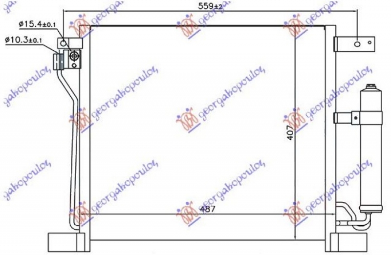 HLADNJAK KLIME 1.6 DIC TURBO BENZIN (485x400x16) (NISSENS)