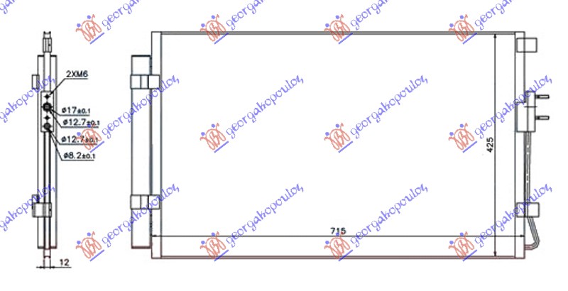 HLADNJAK KLIME 2.4 16V GDI 3.3i BENZIN (680x430x12) (HALLA TIP) (KOYO)