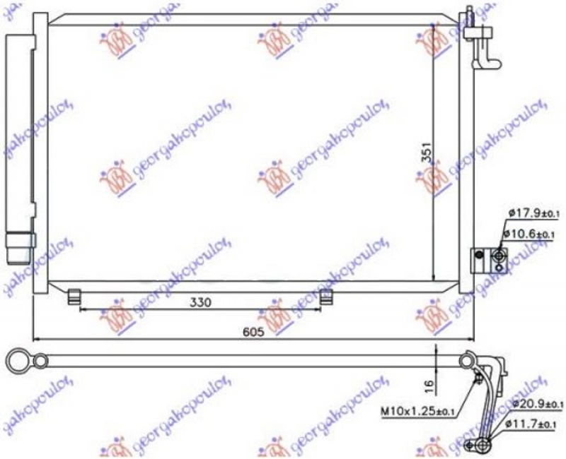 HLADNJAK KLIME BENZIN - 1.4TDCi (530x350x16) (NISSENS)