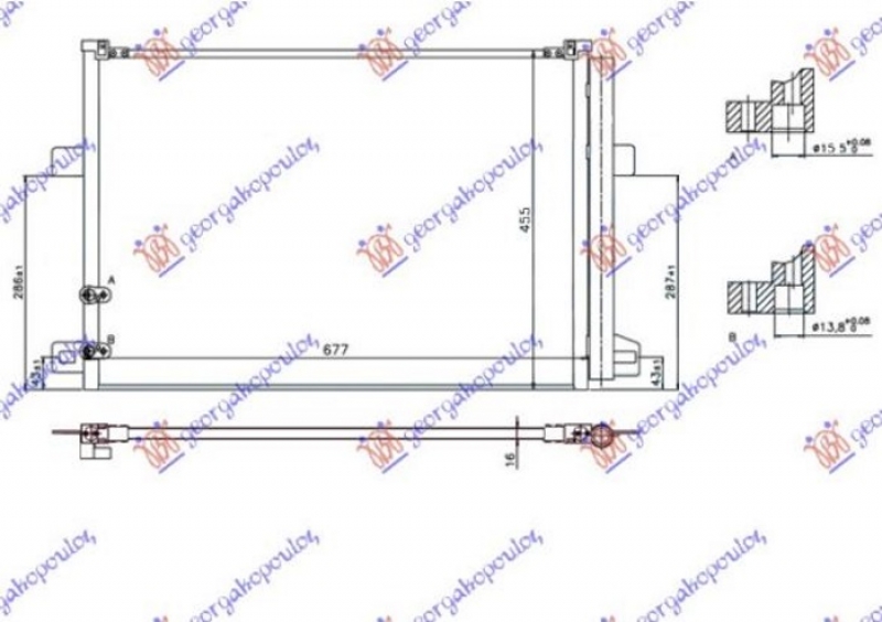 HLADNJAK KLIME ZA SVE MODELSE BENZIN/DIZEL (640x440x16) (KOYO)
