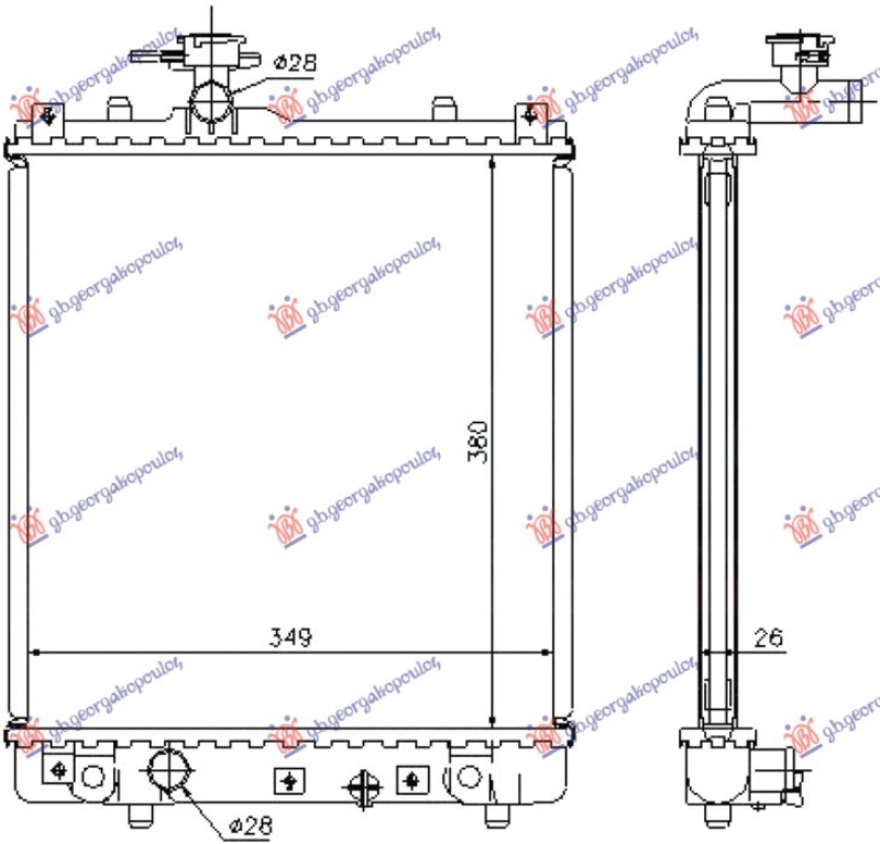 HLADNJAK MOTORA 1.0/1.2 BENZIN (MAN) (375x380x34) (OTVOREN SISTEM) (MEHANICKI SPOJ) (NRF)