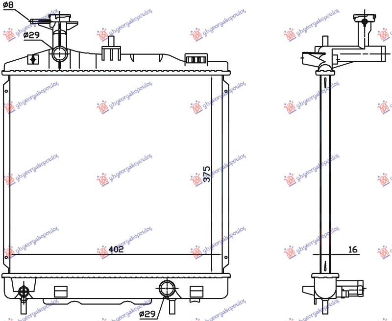 HLADNJAK MOTORA 1.0/1.2 BENZIN (MAN) (375x395x16) (VALEO)