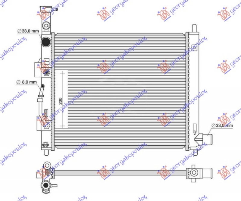 HLADNJAK MOTORA 1.0/1.2 BENZIN (MAN/AUTO) (410x410) (KOYO)