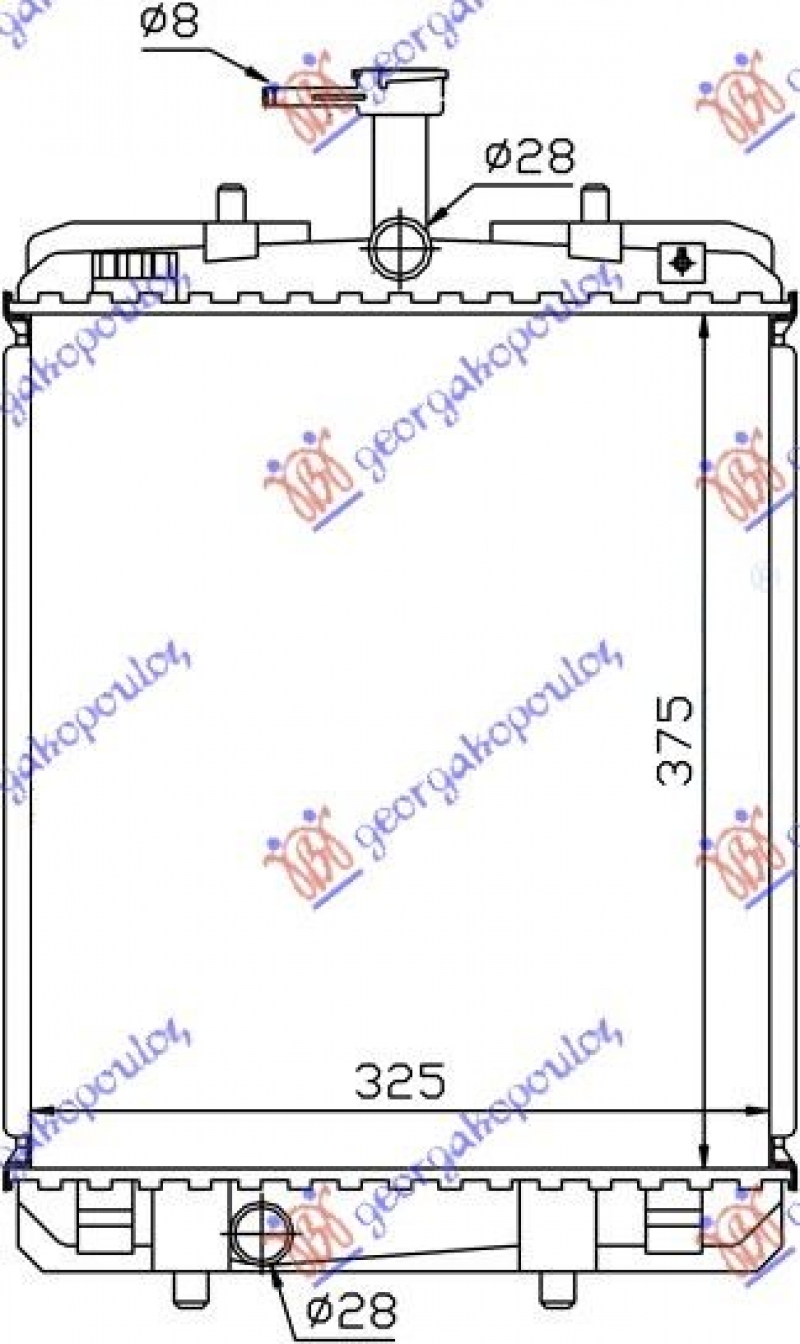 HLADNJAK MOTORA 1.0cc (+/-AC) (374x326) (MARELLI)