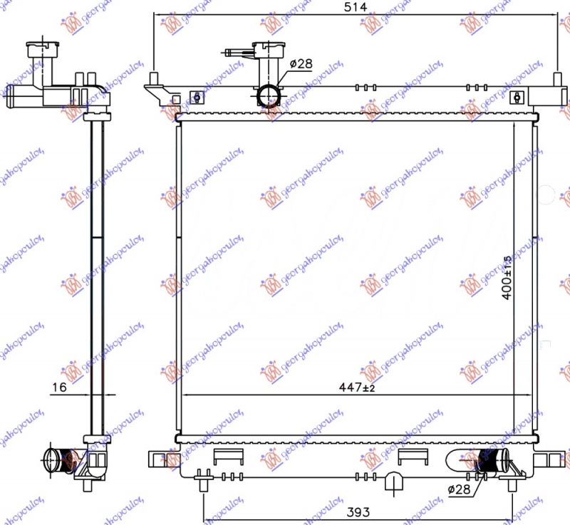HLADNJAK MOTORA 1.2 16v BENZIN (MAN) (400x450x16) (KOYO)