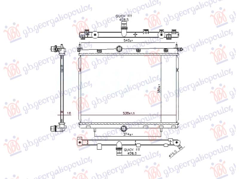 HLADNJAK MOTORA 1.2 BENZIN - 1.5 DIZEL - ELEK.POGON (538x380x16) (NRF)