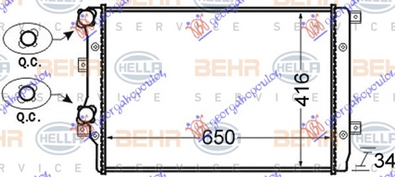 HLADNJAK MOTORA 1.2/1.4/1.6/1.8 Tsi BENZIN - 1.9 TDi DIZEL (650x410) (MARELLI)