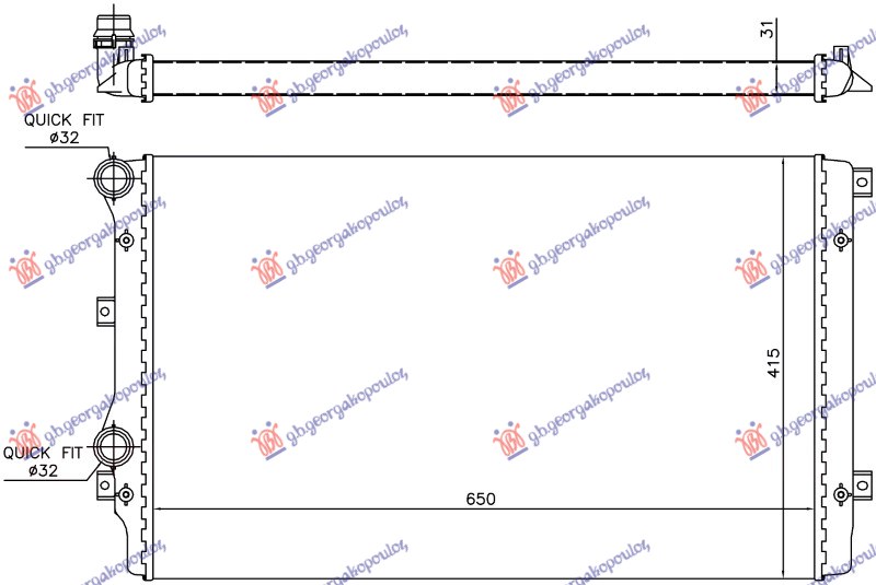 HLADNJAK MOTORA 1.2/1.4/1.6/1.8 Tsi BENZIN - 1.9 TDi DIZEL (650x410) (MEHANICKI SPOJ) (VALEO)