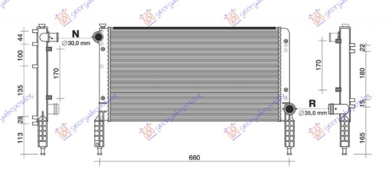 HLADNJAK MOTORA 1.2/1.6 16V (+AC) (58x30.5) (NISSENS)