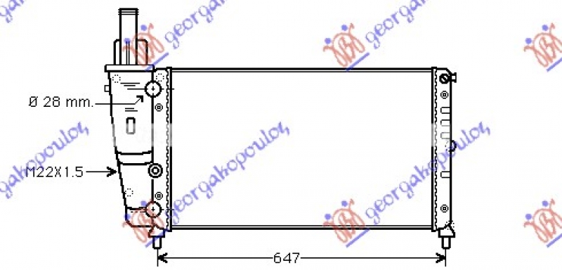HLADNJAK MOTORA 1.2CC (75) (577x322x23) (MARELLI)