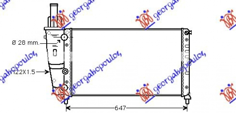 HLADNJAK MOTORA 1.2CC (75) (577x322x23) (MARELLI)