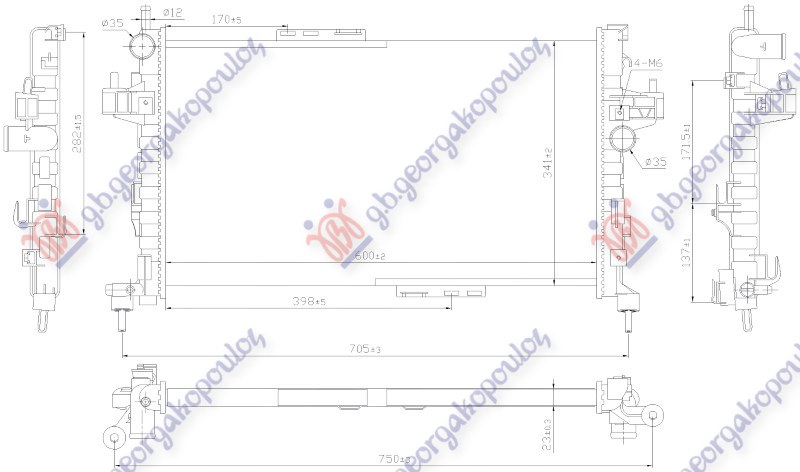 HLADNJAK MOTORA 1.3CDTi 1.7DTi DIZEL (60x35) (MARELLI)