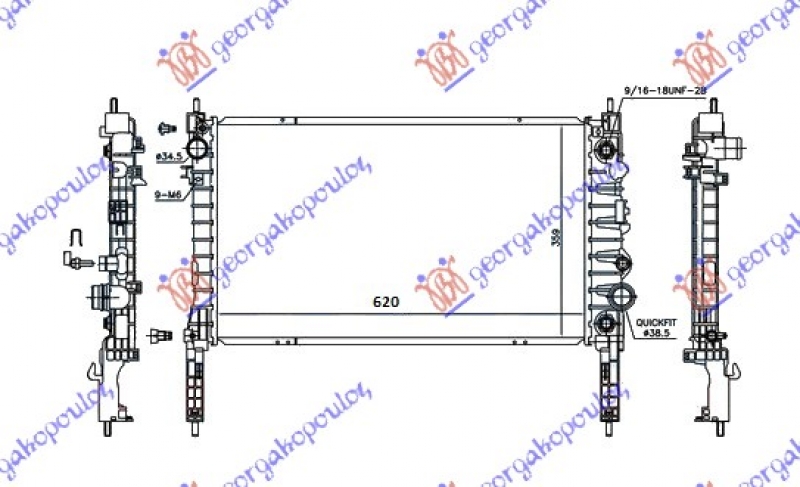 HLADNJAK MOTORA 1.4 16v TURBO BENZIN (AUTO) (620x360x26) (VALEO)