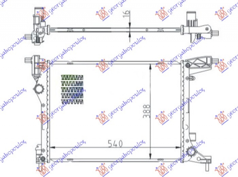 HLADNJAK MOTORA 1.4 (70KW) BENZIN (MAN) (540x410x16) (NRF)