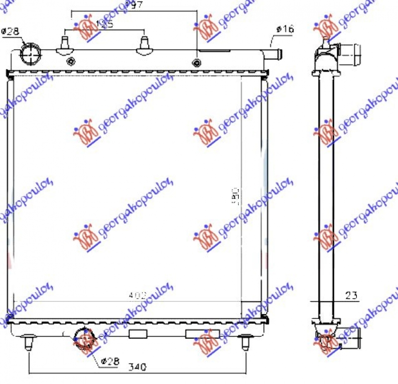 HLADNJAK MOTORA 1.4 HDi DIZEL (380x390) (MAHLE BEHR)