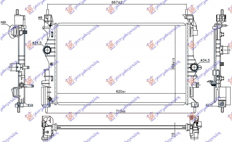 HLADNJAK MOTORA 1.4 TURBO BENZIN (MAN) (620x369x16) (NRF)