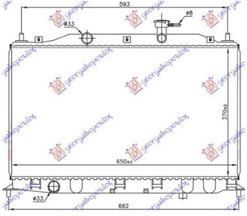 HLADNJAK MOTORA 1.4/1.6 (+/-AC) (370x650) (NRF)