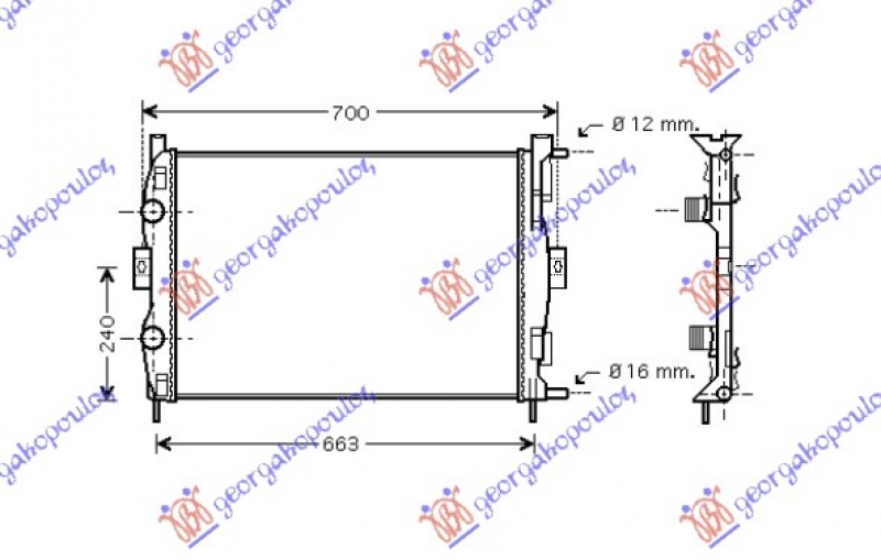 HLADNJAK MOTORA 1.4/1.6 BENZIN (+/-AC) (590x450x18) (NRF)