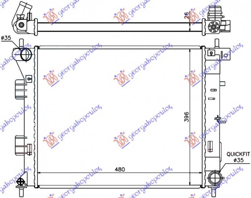 HLADNJAK MOTORA 1.4/1.6 CRDi (480x390x26) (NRF)