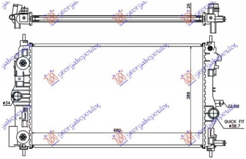 HLADNJAK MOTORA 1.4/1.6 TURBO BENZIN (AUTO) (68x39.5) (KOYO)