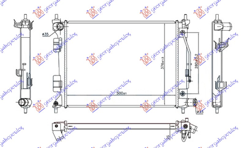 HLADNJAK MOTORA 1.4i BENZIN (AUTO) (500x375x26) (NRF)