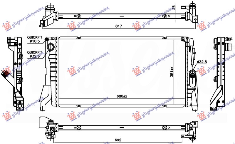 HLADNJAK MOTORA 1.5 (216i/218i) BENZIN (MAN/AUTO) (680x351x26) (VALEO)