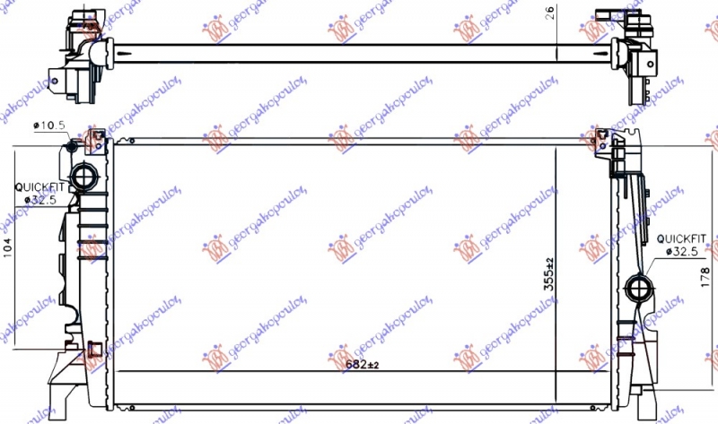 HLADNJAK MOTORA 1.5 (225xe) HIBRID/BENZIN (AUTO) (680x350x26) (NRF)