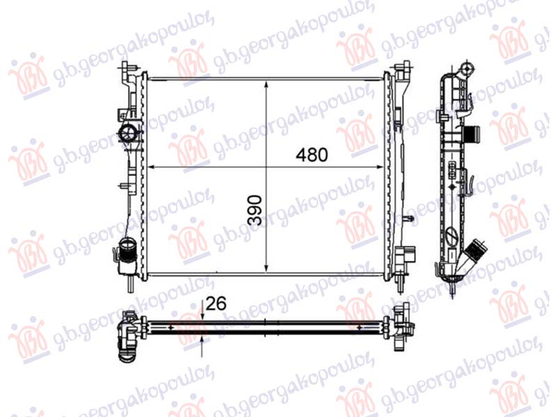 HLADNJAK MOTORA 1.5 DIZEL DCi 2003- (480x414x270) 74KW (NRF)