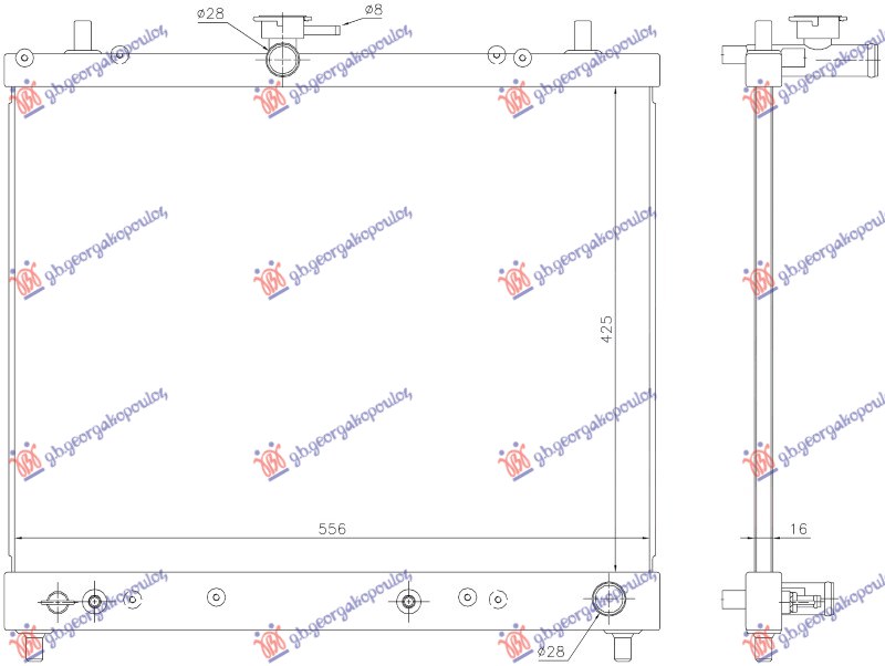 HLADNJAK MOTORA 1.5i 16V (MAN/AUTO) (42.5x55.5) (KOYO)