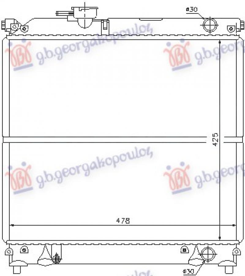 HLADNJAK MOTORA 1.6 16V (AUTO) (+AC) (428x488x26) (NISSENS)