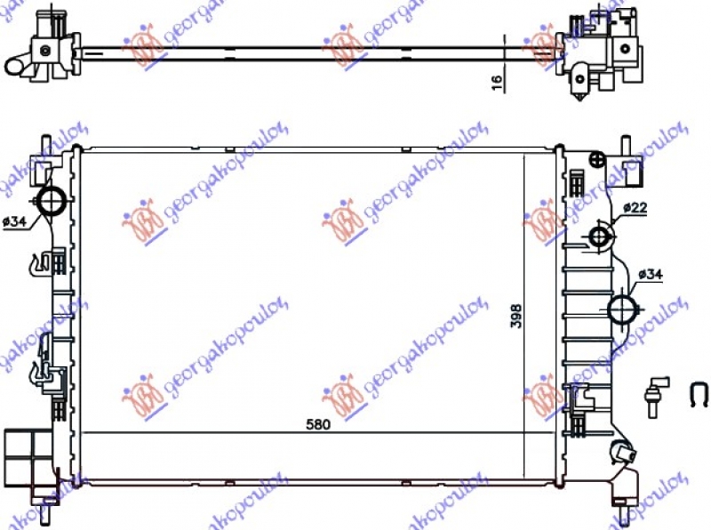HLADNJAK MOTORA 1.6 16v BENZIN (MAN) (580x400x16) (NISSENS)