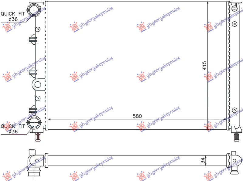 HLADNJAK MOTORA 1.6 16v TWIN SPARK (580x410x34) (NISSENS)