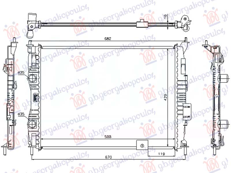 HLADNJAK MOTORA 1.6 BENZIN (590x430x16) (BEZ CEVI) (NRF)