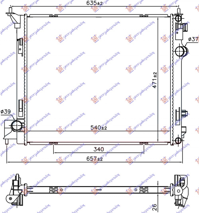 HLADNJAK MOTORA 1.2 DIG-T (AUTO) / 1.6 DIG-T (MAN) BENZIN - 1.6 dCi DIZEL (54x47x2.6)