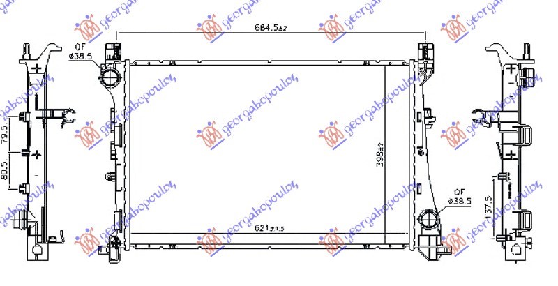 HLADNJAK MOTORA 1.6 MJTD DIZEL (MAN/AUTO) (620x400x26) (NRF)