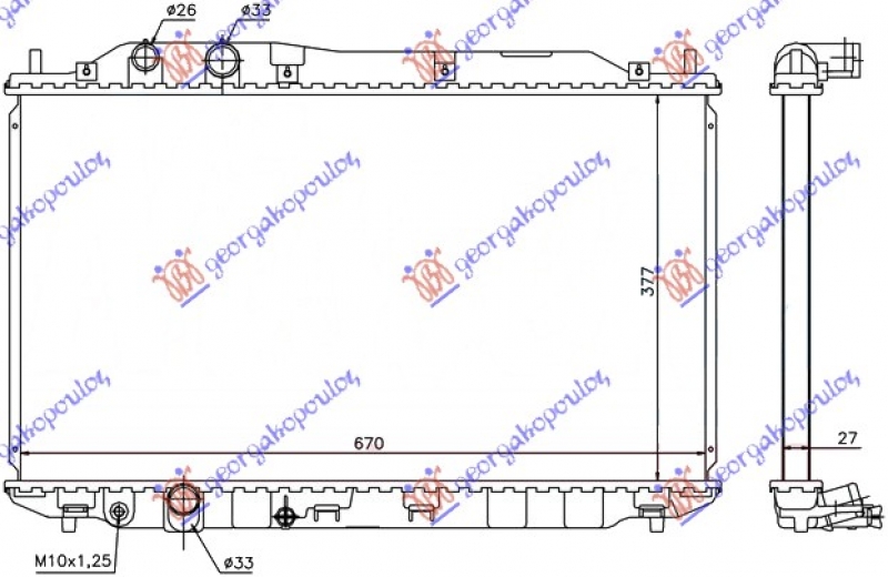 HLADNJAK MOTORA 1.6/1.8 16V (AUTO) (37.5x67x27) (KOYO)