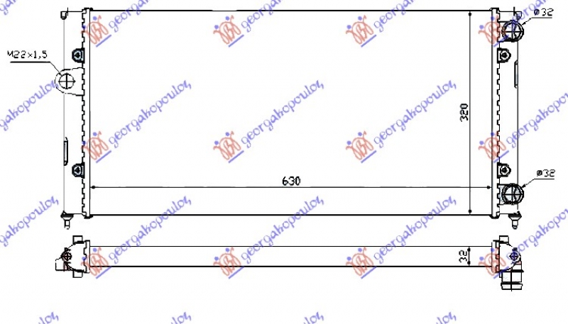 HLADNJAK MOTORA 1.6/1.8/2.0i8V/1.9TDi (630x320x32) (NRF)