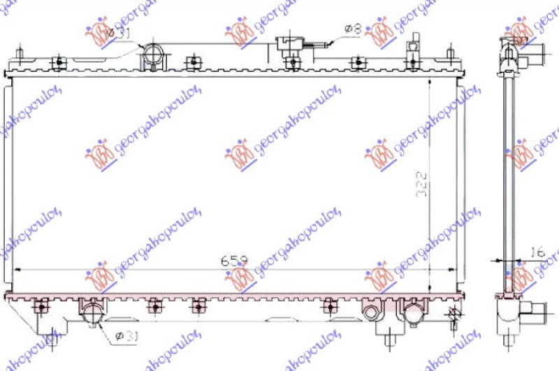 HLADNJAK MOTORA 1.6/1.8CC (+/-AC) (32.5x66) -00 (KOYO)