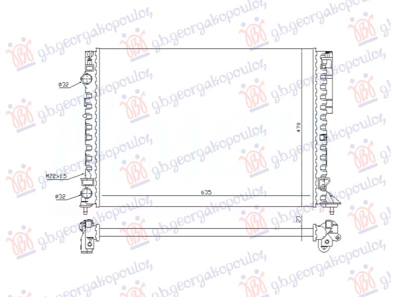 HLADNJAK MOTORA 1.6/2.0 BENZIN - 1.9 DIZEL DT (MAN/AUTO) (634x450) (NRF)