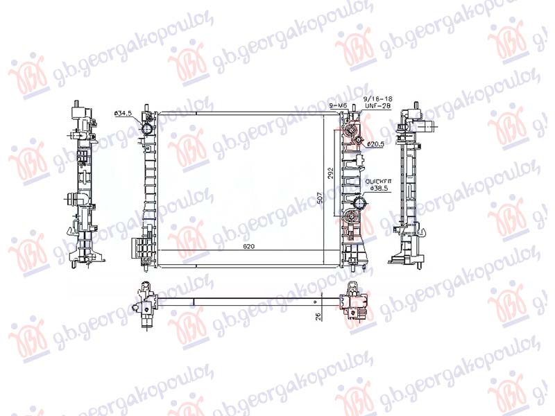 HLADNJAK MOTORA 1.7 DTi/CDTi DIZEL (AUTO) (620x510x26) (NRF)